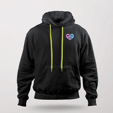 black hoodie with logo