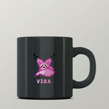 black mug with vira