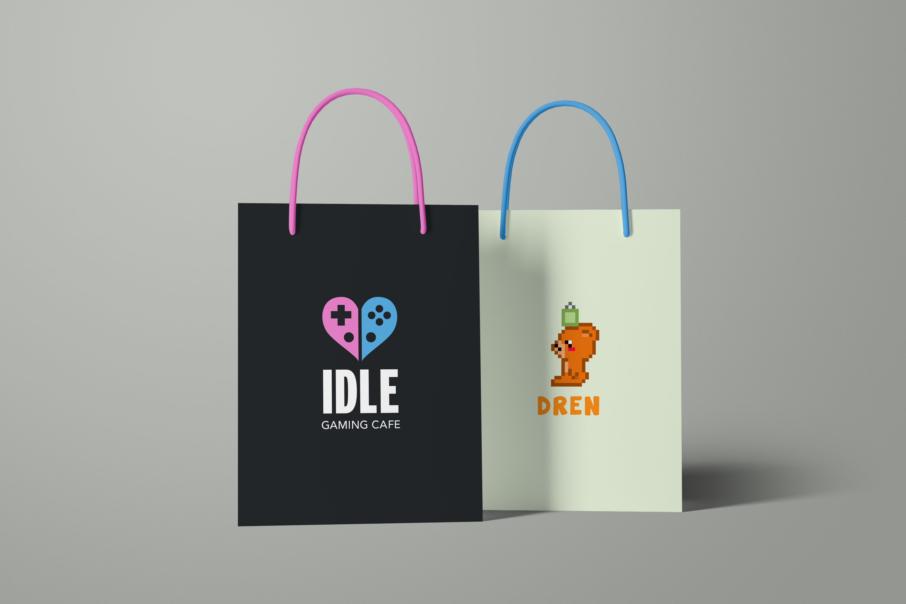 idle cafe shopping bags