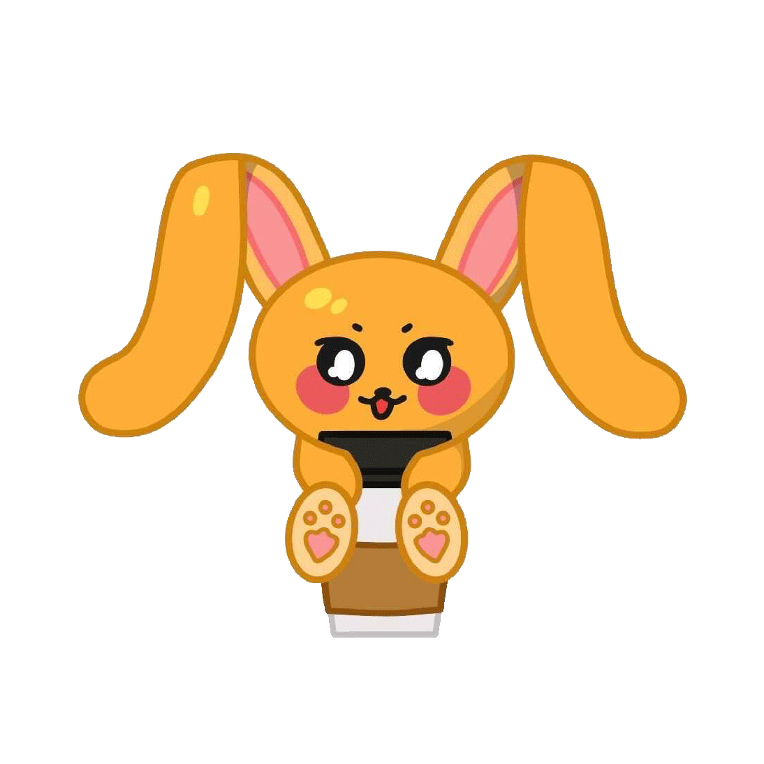 hand-drawn orange coffee bunny