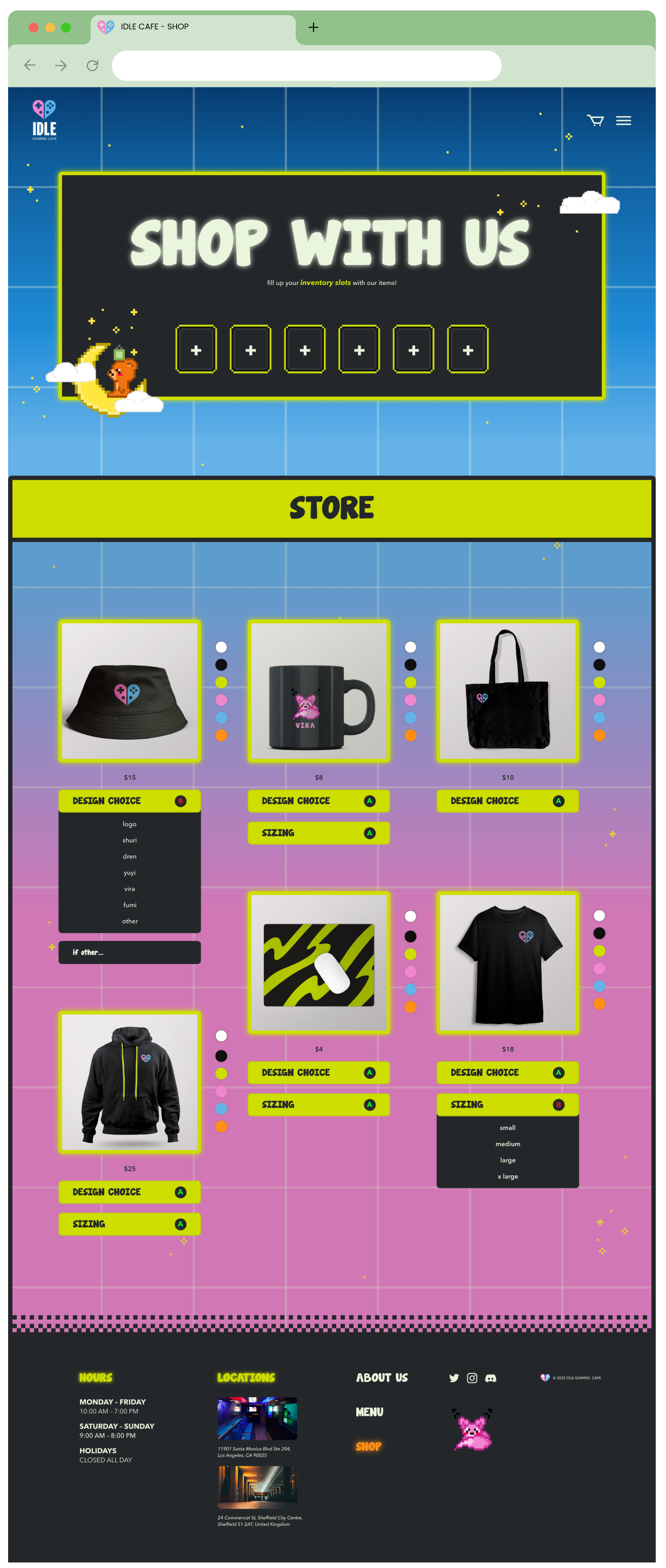 website view of shop page